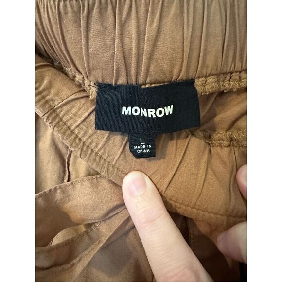 Monrow Stretch Poplin Pocket Lightweight High Rise Wide Leg Women’s Large HB0682 - Picture 14 of 16